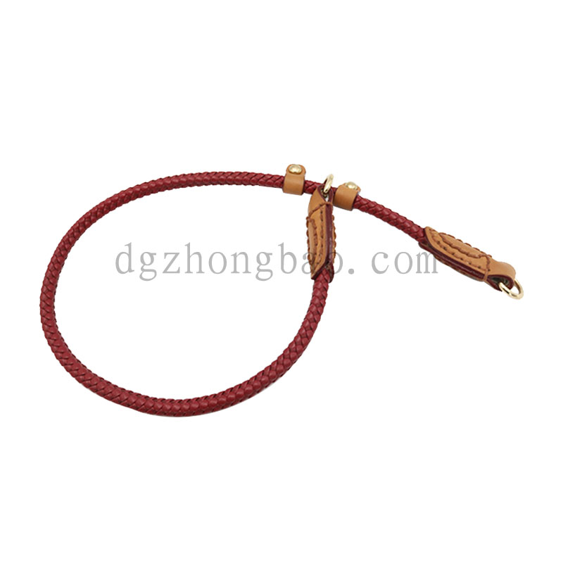 Red leather and braided pet collar for dogs