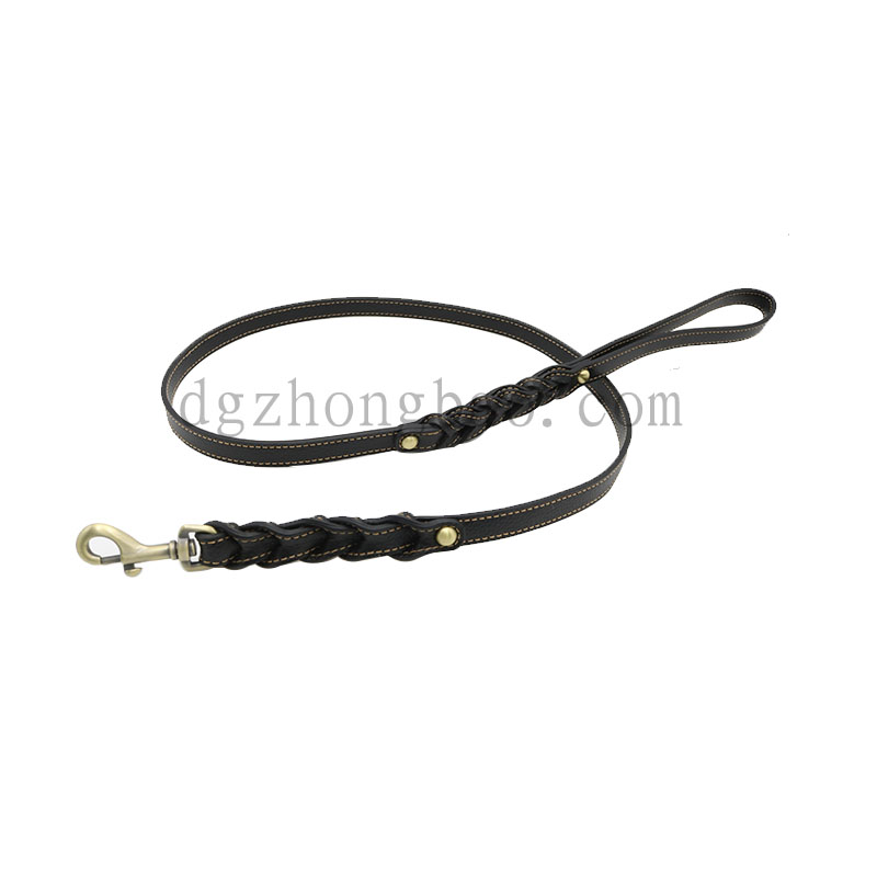 Twist design leather pet leash for dogs