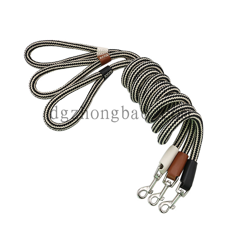 Double braided nylon with genuine leather pet  leash