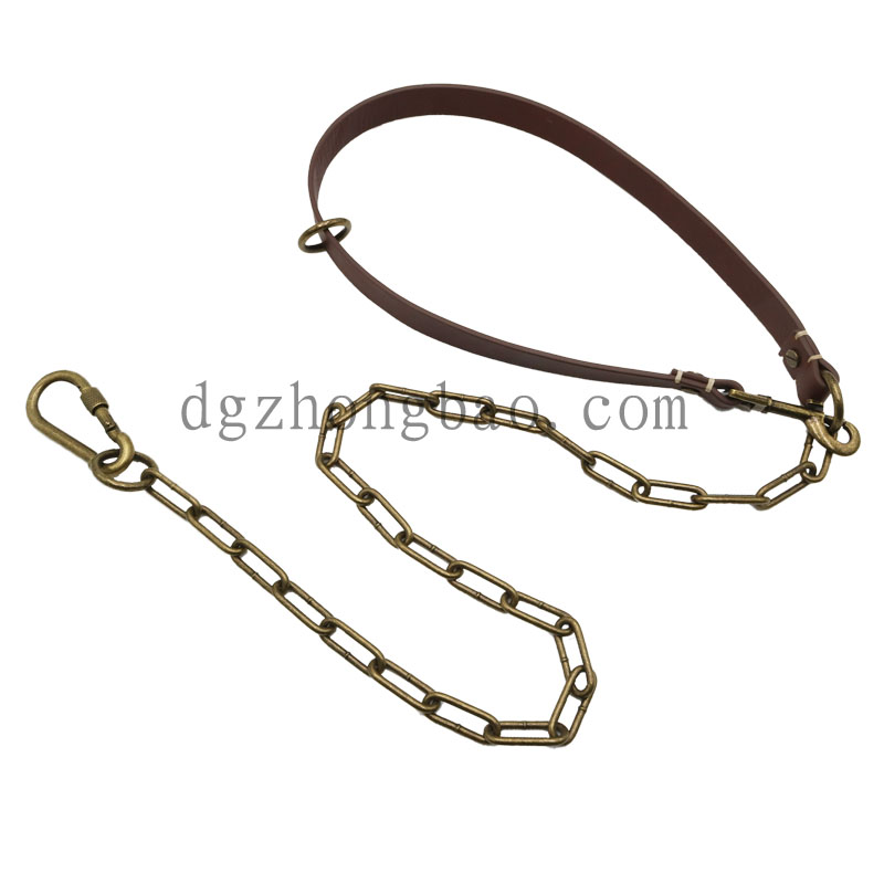 Hardware chain with leather pet leash